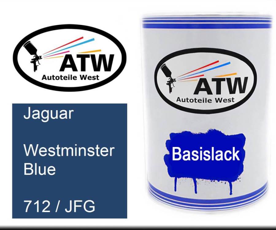 Jaguar, Westminster Blue, 712 / JFG: 500ml Lackdose, von ATW Autoteile West.